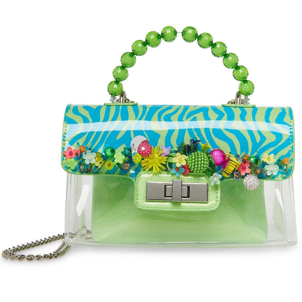 NWT BETSEY JOHNSON ORNAMENTED BEADED EMBELLISHED CLEAR STATEMENT BAG